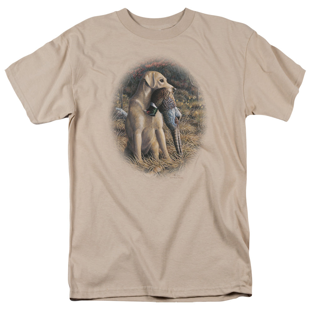 Wildlife Yellow Lab With Pheasant Licensed Adult Unisex T-Shirt Regular Fit Tee