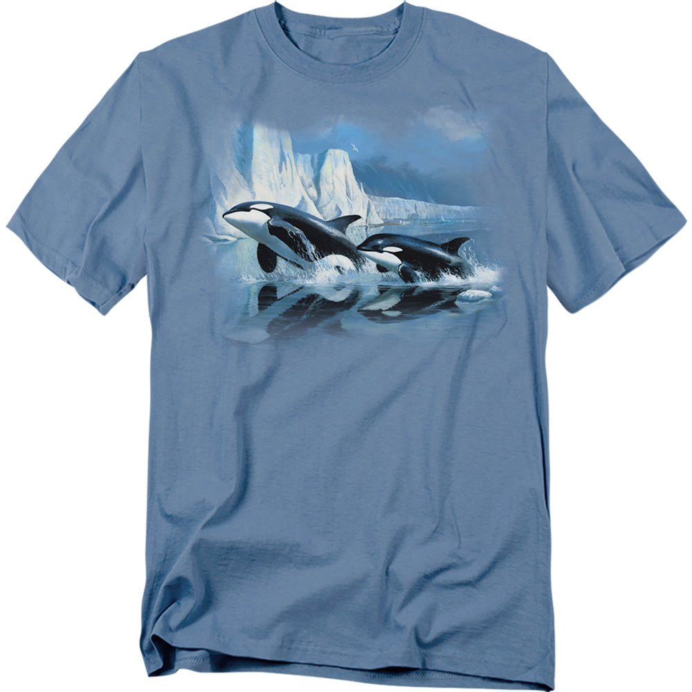 Wildlife Glaciers Edge Orcas Licensed Adult Unisex T-Shirt Regular Fit Tee SM-3X