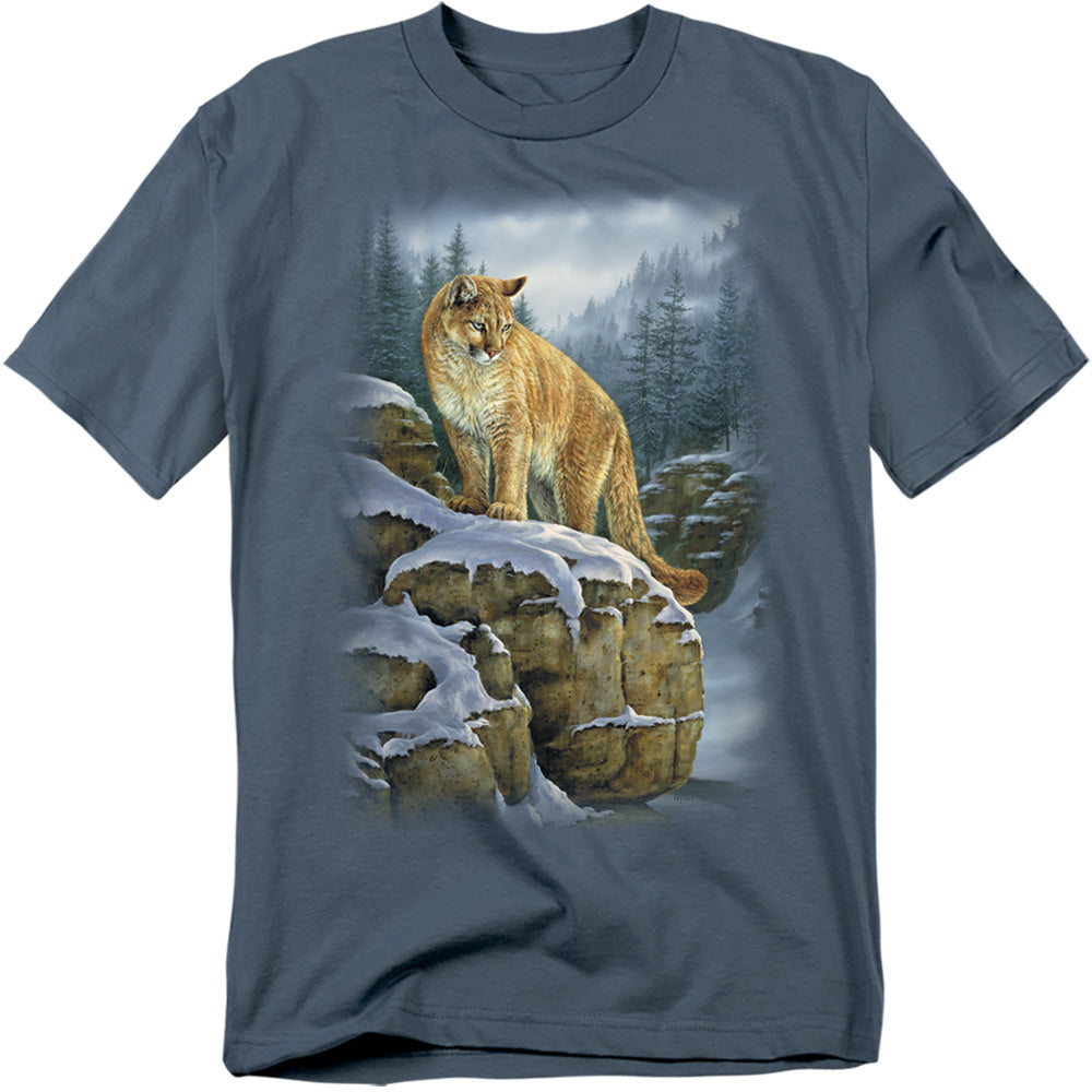 Wildlife Misty Canyon Cougar Licensed Adult Unisex T-Shirt Regular Fit Tee SM-3X