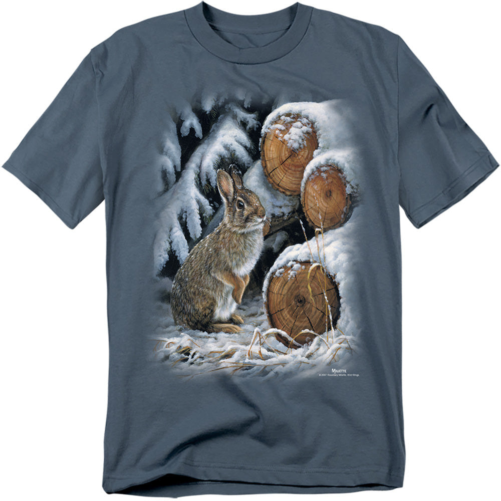 Wildlife Wood Pile Rabbit Licensed Adult Unisex T-Shirt Regular Fit Tee SM-3X