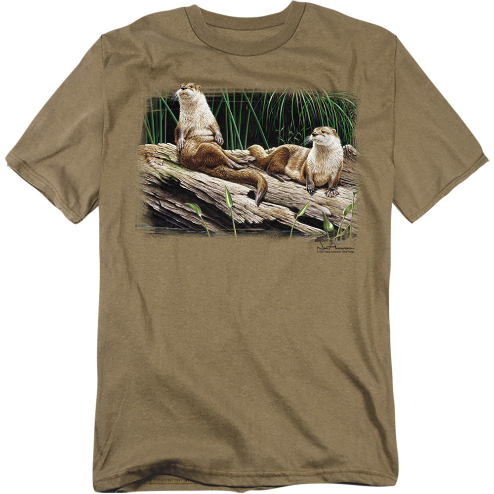 Wildlife River Otters Licensed Adult Unisex T-Shirt Regular Fit Tee SM-3X