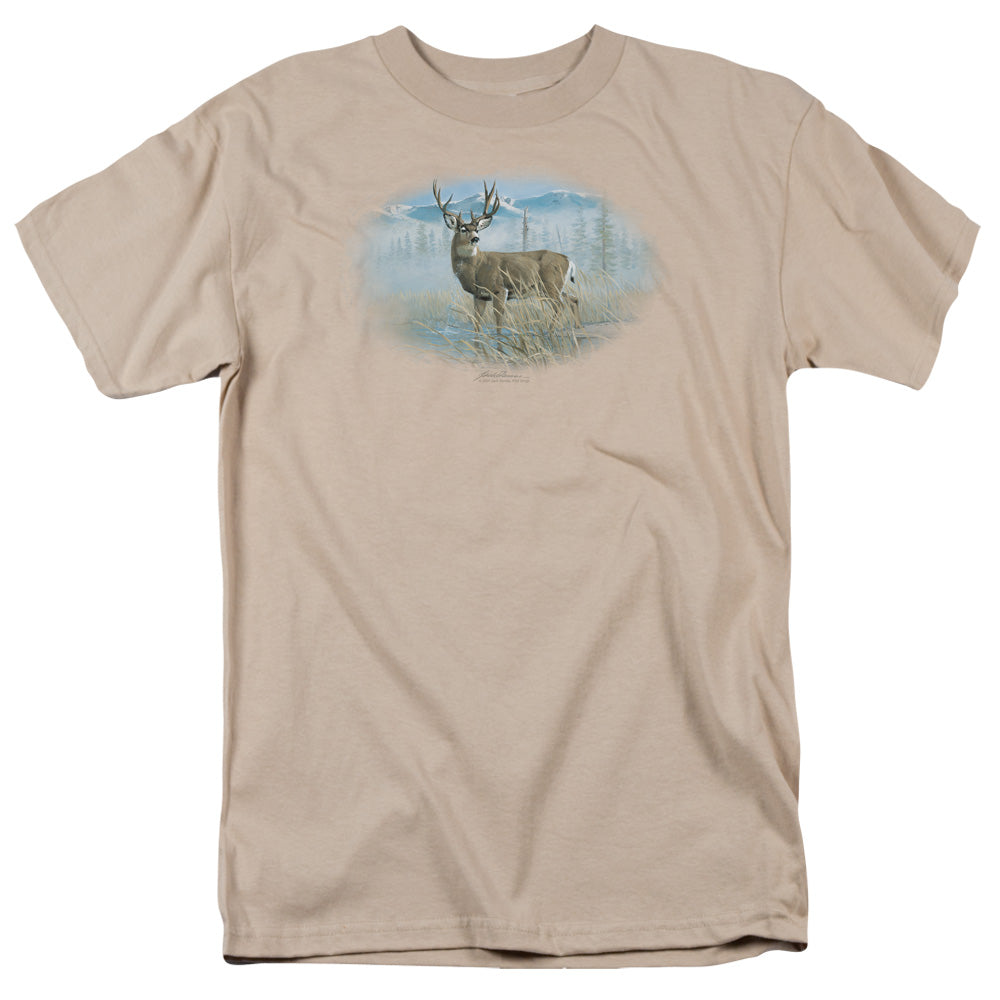 Wildlife Out Of The Mist Mule Deer Licensed Adult Unisex T-Shirt Regular Fit Tee