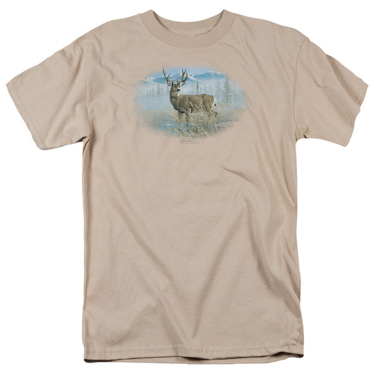 Wildlife Out Of The Mist Mule Deer Licensed Adult Unisex T-Shirt Regular Fit Tee