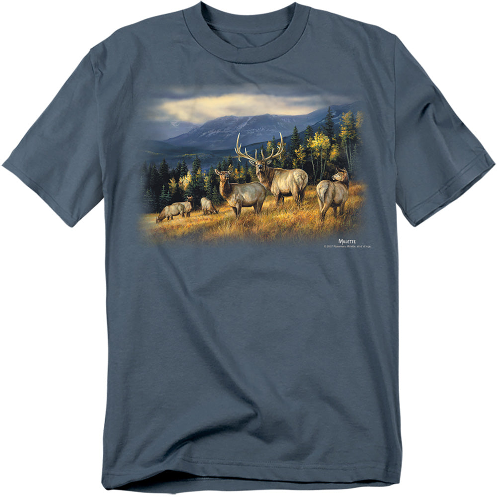 Wildlife Autumn Gold Elk Licensed Adult Unisex T-Shirt Regular Fit Tee SM-3X