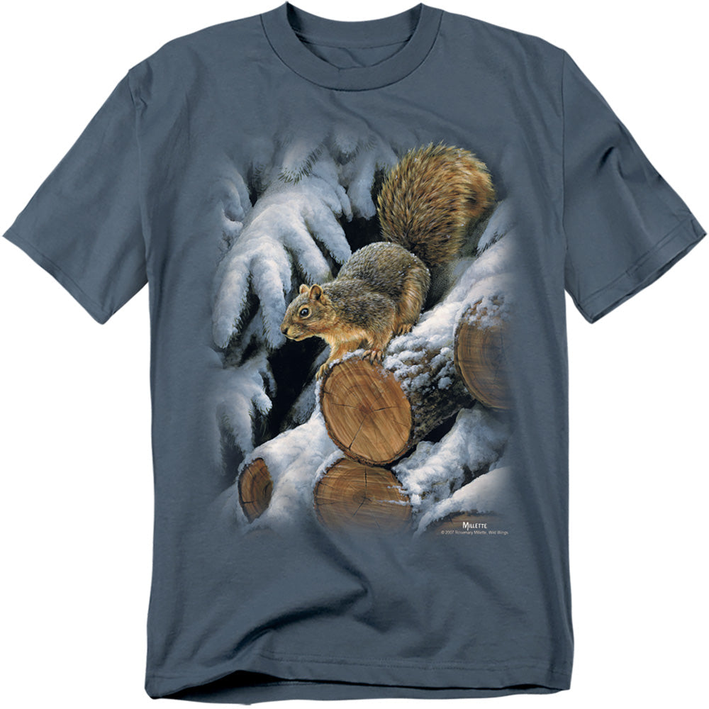 Wildlife Wood Pile Squirrel Licensed Adult Unisex T-Shirt Regular Fit Tee SM-3X