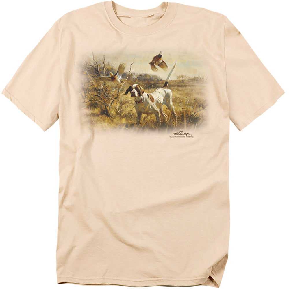 Wildlife Pointer & Bobwhite Quail Licensed Adult Unisex T-Shirt Regular Fit Tee