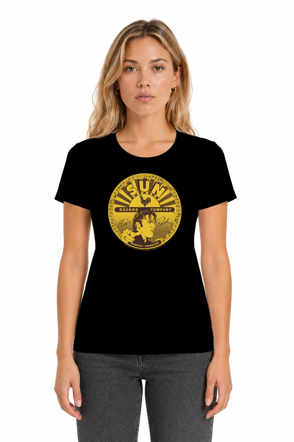 Sun Elvis Full Sun Label Licensed Women's T-Shirt Regular Fit LG