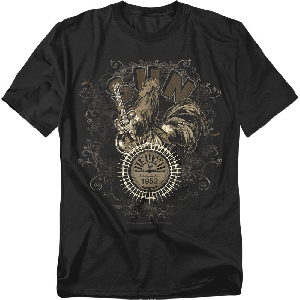 Sun Scroll Around Rooster Licensed Adult Unisex T-Shirt Regular Fit Tee SM-3X