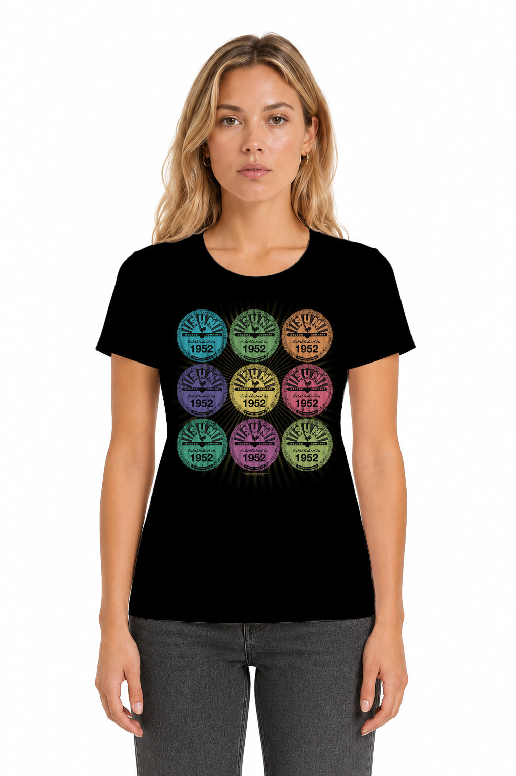 Sun Rocking Color Block Licensed Women's T-Shirt Regular Fit LG
