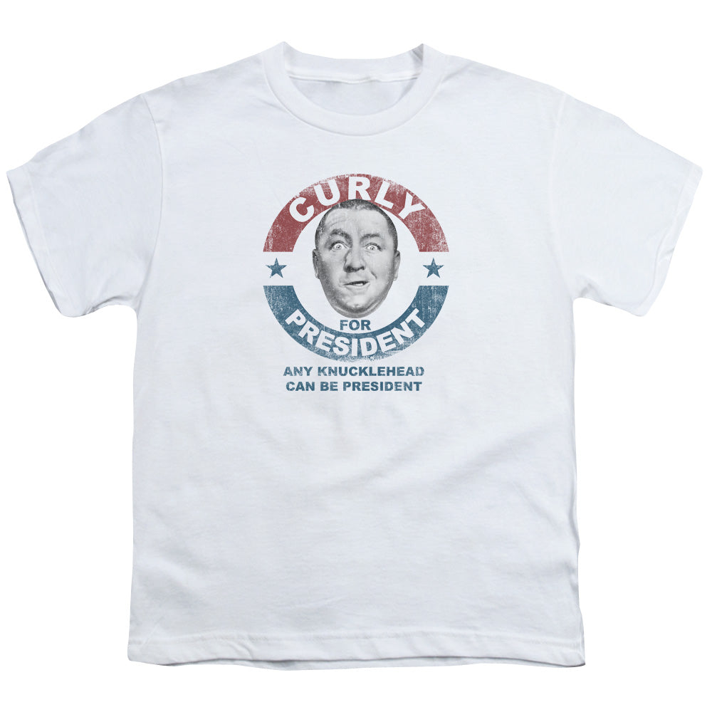 Three Stooges Curly For President Licensed Kid's T-Shirt (Ages 4-7) XS-XL