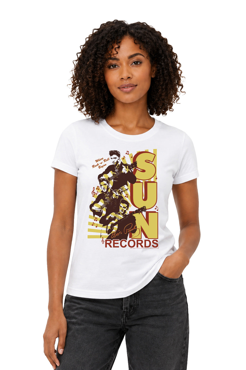 Sun Tri Elvis Licensed Women's T-Shirt Regular Fit LG