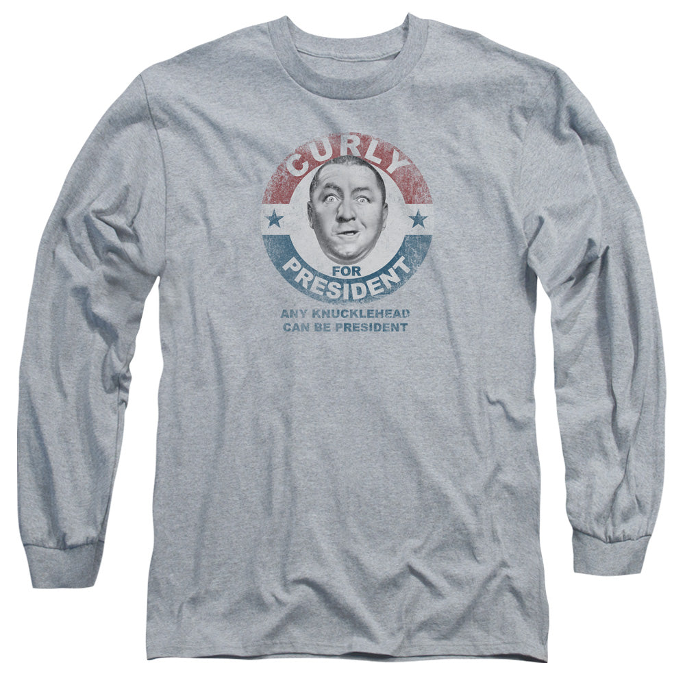 Three Stooges Curly For President Licensed Adult Unisex Long Sleeve T-Shirt