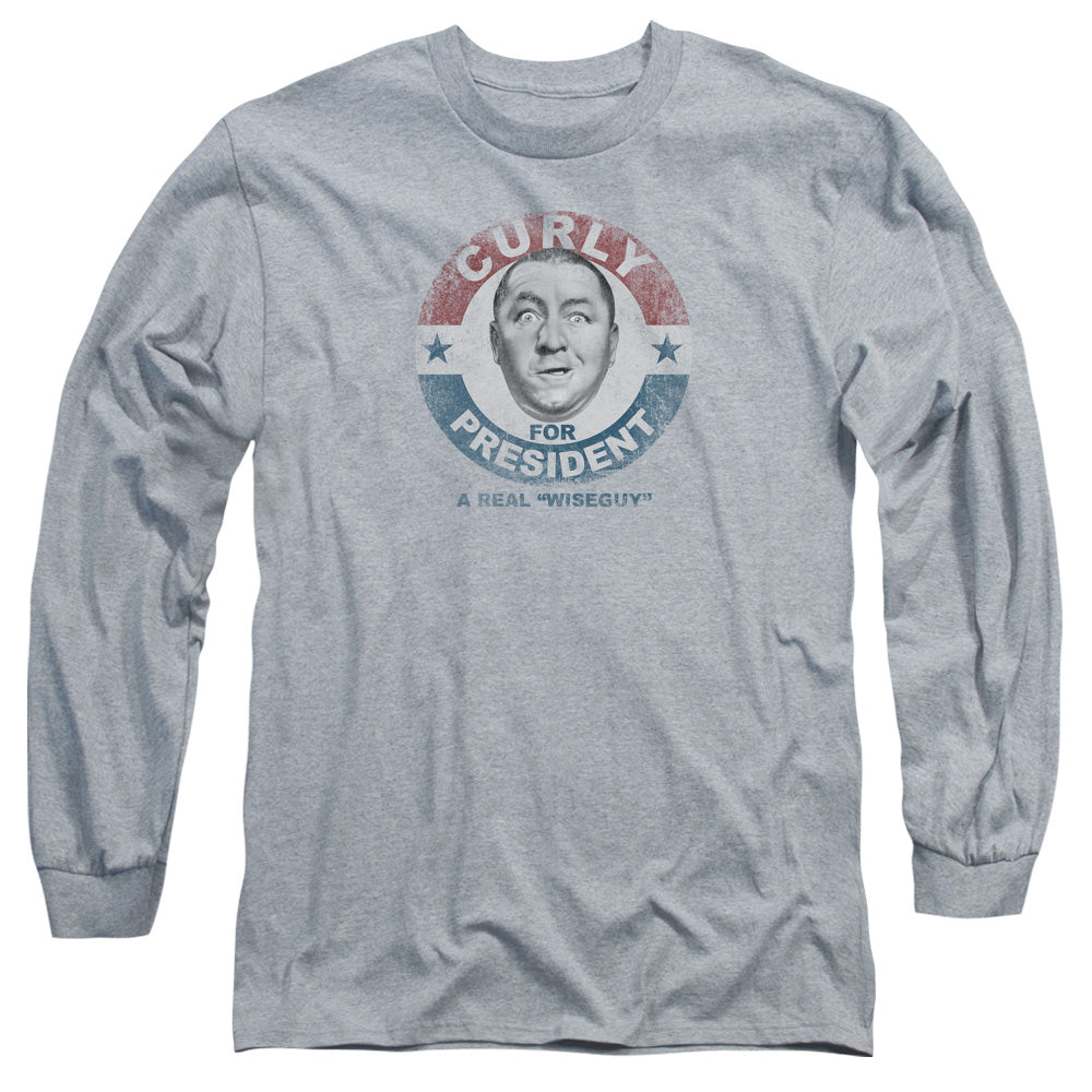 Three Stooges Curly For President Licensed Adult Unisex Long Sleeve T-Shirt